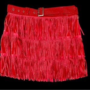 Pink fringe skirt